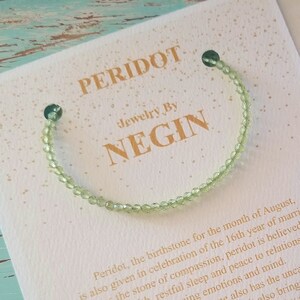 Peridot Gemstone Bracelet With Sterling Silver / 14K Gold Filled / 14K Rose Gold Filled Material - August Birthstone Bracelet - Negin