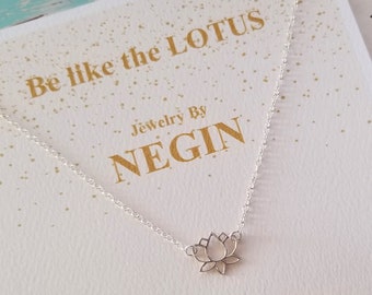 Sterling Silver Lotus Necklace - Inspirational Yoga Necklace - Meditation Necklace - Healing Jewelry - Buddhist - Negin