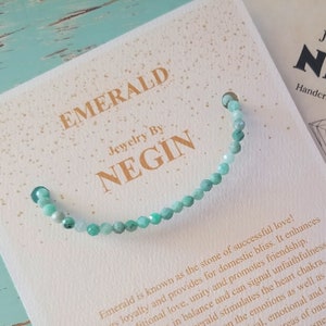 Emerald Gemstone Bracelet With Sterling Silver / 14K Gold Filled / 14K Rose Gold Filled Material - May Birthstone Bracelet - Negin