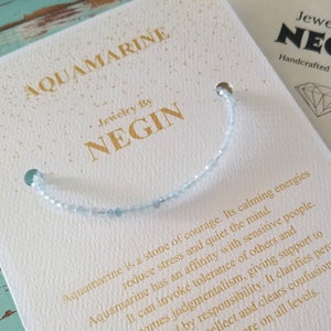 Aquamarine Gemstone Bracelet With Sterling Silver / 14K Gold Filled / 14K Rose Gold Filled Material - March Birthstone Bracelet - Negin
