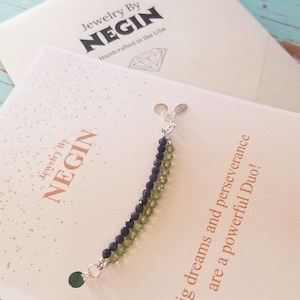 Sterling Silver Seattle Seahawks Bracelet - Peridot and Sapphire Bracelet - Go Hawks Bracelet - Seattle Seahawks Inspired Jewelry - Negin