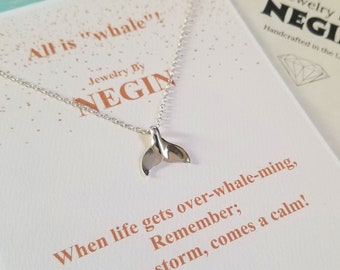 Sterling Silver Whale Necklace - Whale Tail Pendant - Tiny Whale Tail Charm Necklace - Ocean Lover Jewelry - Negin