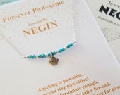 Paw Print Necklace - Sterling Silver Paw Charm - Dog Cat Paw Necklace - Pet Lover Jewelry - Choose Your Gemstone - Negin