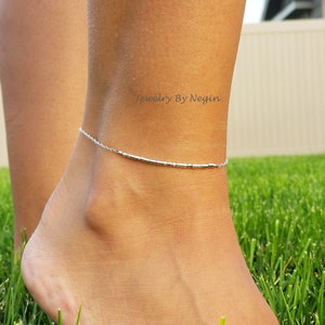 Custom Sterling Silver/Gold Filled Morse Code Anklet - Choose Your Own Inspiring Hidden Word or Loved Ones&#39; Initials in Morse Code - Negin