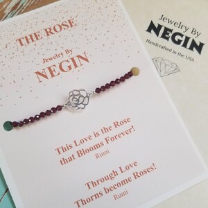 Sterling Silver Rose Bracelet - Beaded flower bracelet with your choice of gemstone - Choose your own birthstone - Negin
