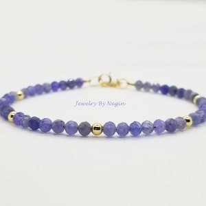 14K Gold/White Gold/Rose Gold Tanzanite Gemstone Bracelet - December Birthstone Bracelet - Genuine Tanzanite Jewelry - Negin