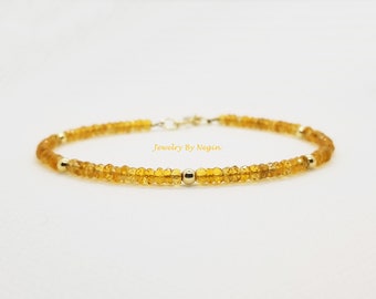 14K Gold / Weißgold / Roségold Citrin Edelstein Armband - November Geburtsstein Armband - Echtes Citrin Edelstein Armband - Negin