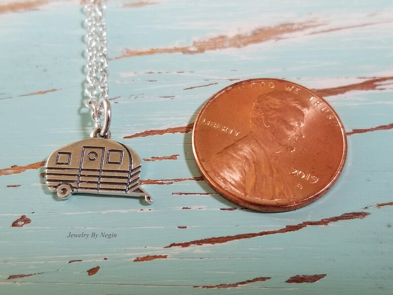 Sterling Silver Camping Trailer Charm Necklace Camper Etsy