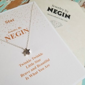 Sterling Silver Star Necklace - Star Pendant - Tiny Star Charm Necklace - Celestial Jewelry - Negin