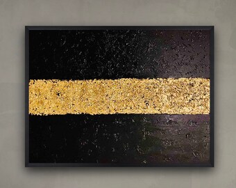 Original Handmade Black gold  painting acrylic texture 3D painting canvas gold leaf abstract gold foil ready to hang canvas