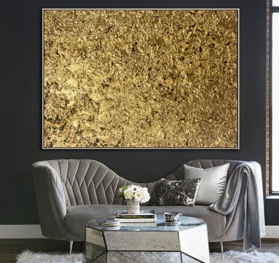Original Handmade Gold Leaf 3d Texture Painting Abstract Oversized Wall ...