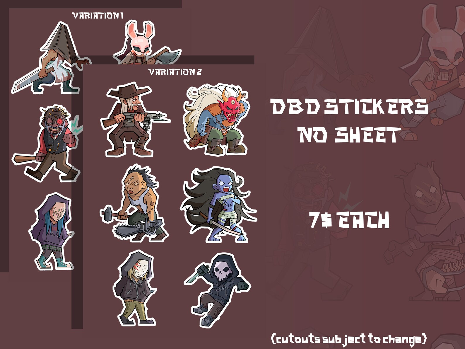 Dead by Daylight Sticker Sheet, Horror Game Characters, Waterproof ...