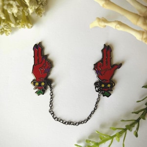 Devil Hands, Demonology, Ars Goetia Satanic Hard Enamel Lapel Pins 1.5 Inches