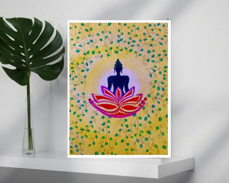 Indian Buddha Madhubani Wall Art Use for Meditation Wall Etsy