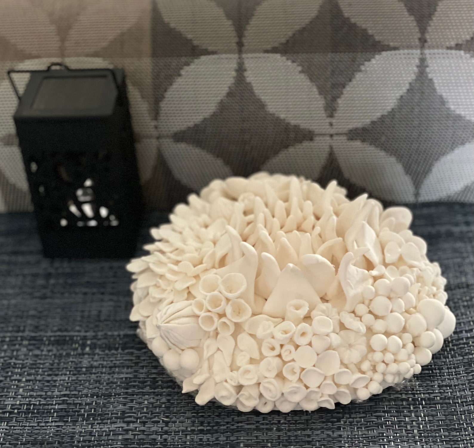 White flower wall art coral reef clay wall decor white
