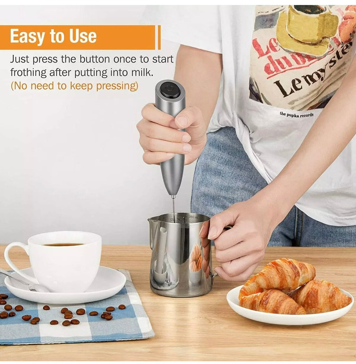 Silver Battery Milk Frother Coffee Frother Rechargeable Etsy