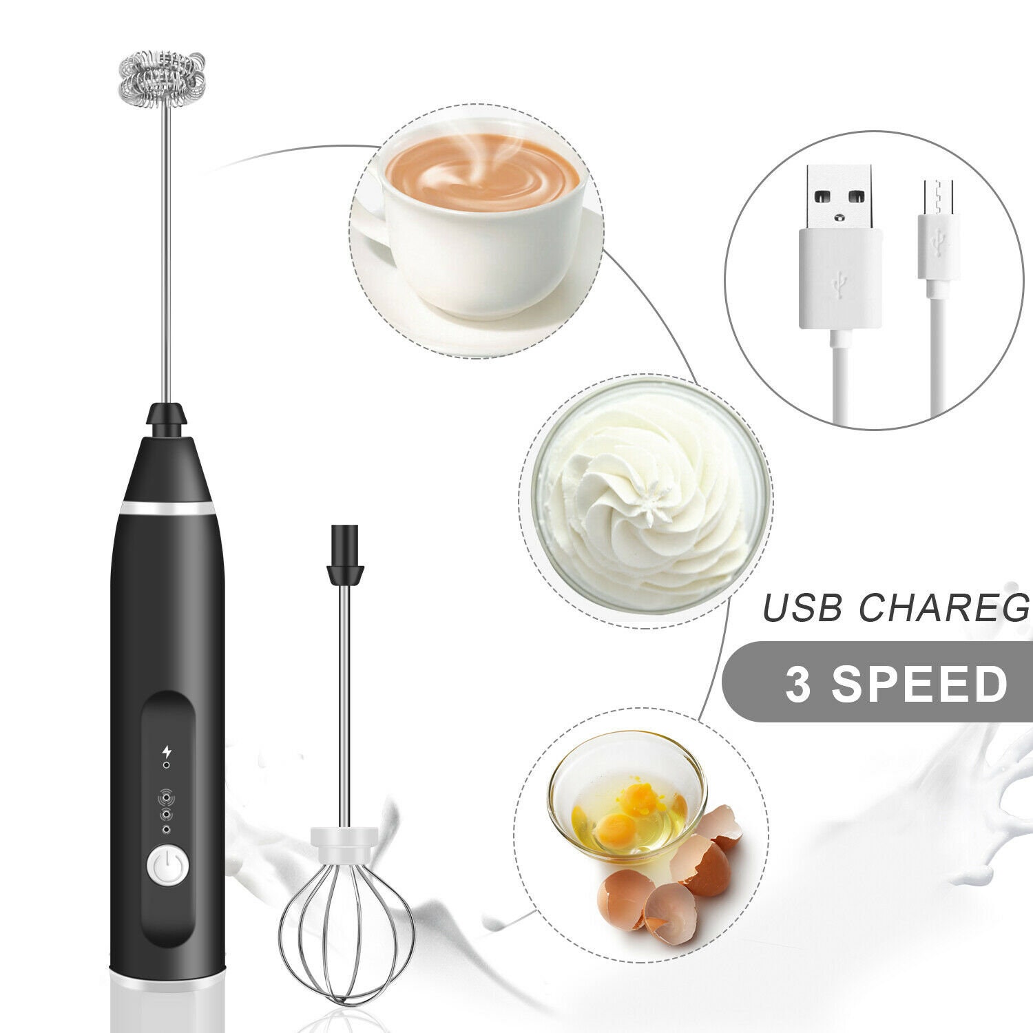 Milk Frother Handheld Rechargeable Electric Foam Maker Drink Etsy