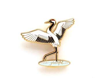 Crane Enamel Pin