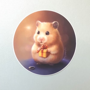 Chubby Hamster Cute Cartoon Present Sticker