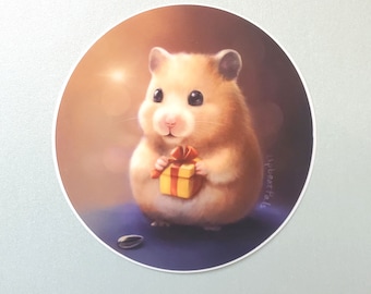 Cute Hamster Present Sticker - Waterproof Vinyl Art