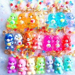 Rainbow Care Bears keychain, Kawaii charm,Cute charm,Gift for her,Gift for girls