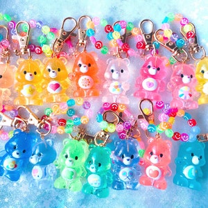 Glitter and clear care bear charm, Kawaii charm,Cute charm,Gift for her,Gift for girls