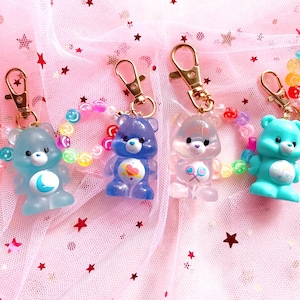 Rainbow Care Bears keychain, Kawaii charm,Cute charm,Gift for her,Gift for girls