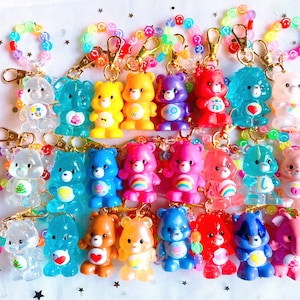 Rainbow Care Bears keychain, Kawaii charm,Cute charm,Gift for her,Gift for girls