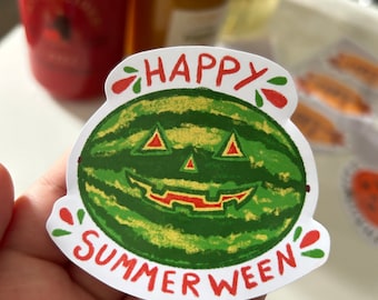 Happy Summerween sticker , Halloween lover gifts , cute pumpkins , summer sticker