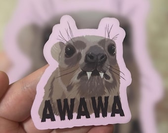 Awawa animal, awawa sticker , hyrax , hyrax sticker , girlfriend gifts , meme stickers