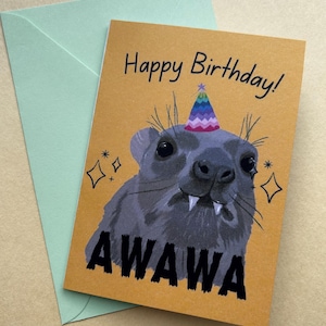 Hyrax Geburtstagskarte Awawa , A5 mit Umschlag