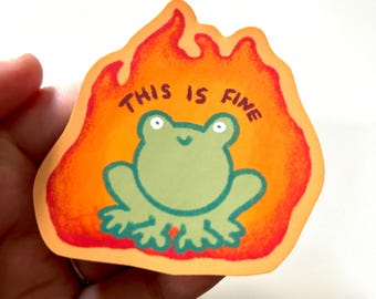 This is fine meme frog sticker