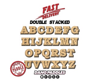 Double Stack Wooden English Alphabet Capitalized Letter Dang Paddles Word for Greek Fraternity Sorority Craft Paddles | Cost Per letter