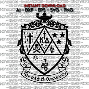 Vector File - Kappa Delta Crest - Arms Coat Shield - Print Download Cricut Silhouette Carve Laser Embroider Embroidery - Ai Svg Dxf Png Eps