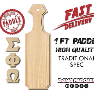 1ft 12&quot; Traditional Greek Paddle | Blank Big Little for Fraternity Sorority with Dang Paddles Craft