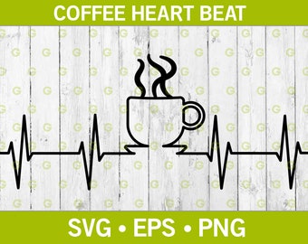 Heartbeat Coffee Svg Etsy