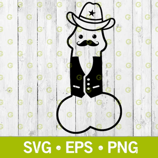 Cute Cowboy Penis SVG, Wild West Dick SVG, Cartoon Cowboy Penis SVG, Adult Svg, Offensive Svg, Cowboy Cock Svg, Penis Decal Svg, Erotic Svg