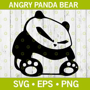 Angry Fat Panda Bear SVG, Animal SVG, Panda Bear Svg, Cartoon Bear Svg, Wild Bear Svg, Black and White Bear Svg, Panda Bear Cut File