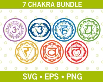 7, Chakra Symbol SVG, SVG Bundle, Spiritual Svg, Meditation Svg, Yoga Svg, Religious Svg, Faith Svg, Om Svg, Mantra Svg