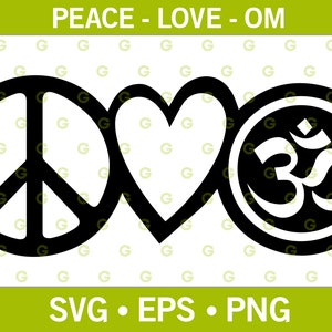 Svg de paix, amour Svg, Om symbole Svg, Svg spirituel, méditation Svg, Yoga Svg, foi Svg, religieux Svg, Clip Art, coeur Svg