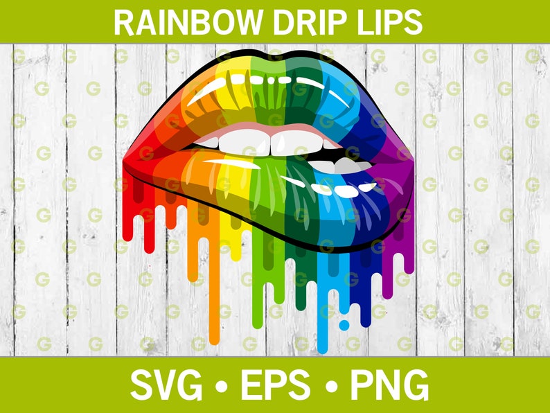 Download Fashion Rainbow Dripping Lips SVG Drip Lips SVG Biting ...