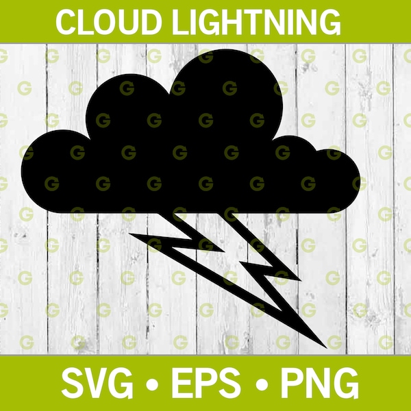 Storm Rain Cloud With Lightning SVG, Storm Cloud SVG, Lightning Cloud SVG, Weather Cloud Svg, Nature Svg, Rain Svg, Svg, Png, Eps