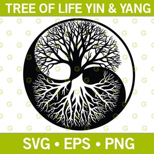 Levensboom SVG, Yin en Yang SVG, spirituele SVG, Tree Svg, Yoga Svg, Religieuze Svg, Faith Svg, Svg Cut File, Wall Art, Symbool