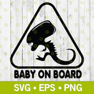 Naklejka Baby On Board Alien SVG, Zabawna naklejka SVG, Alien Baby SVG, Naklejka na samochód SVG, Naklejka na ciężarówkę SVG, Ufo SVG