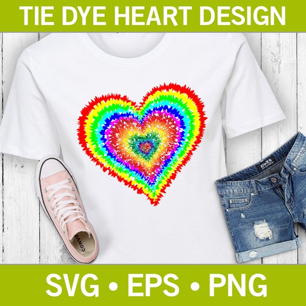 Tie Dye Rainbow Heart Pattern SVG, T-Shirt Rainbow Heart Svg, Gay Pride Heart Svg, Colorful Heart Svg, Sublimation Heart Svg, Pride Heart