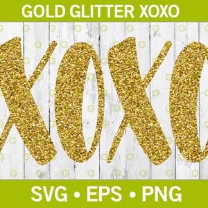 Kiss Hug Fashion SVG Gold Glitter XOXO - Print & Cut-bestand voor silhouet, Cricut, sublimatie