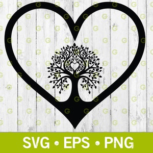 Árbol de la vida en el corazón Svg, Corazones Árbol de la vida, Naturaleza Corazón Svg, Árbol de amor eterno, Árbol divino, Árbol de la armonía, Eterno, Svg, Png, Eps