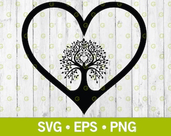 Tree of Life In Heart Svg, Hearts Tree of Life, Nature Heart Svg, Everlasting Love Tree, Divine Tree, Harmony Tree, Eternal, Svg, Png, Eps