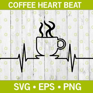 Coffee Cup Heartbeat Svg, Coffee Cup Svg, Food Svg, Java Svg, Drink Svg, Heartbeat Svg, Wake Up Svg, Heart Coffee Cup Svg, SVG, PNG, EPS
