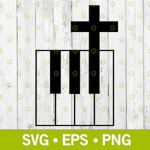 Piano Religious Keyboard Cross Svg, Music Svg, Piano Svg, Spiritual Svg, Christian Svg, Catholic Svg, Jesus Cross Svg, Svg, Png, Eps